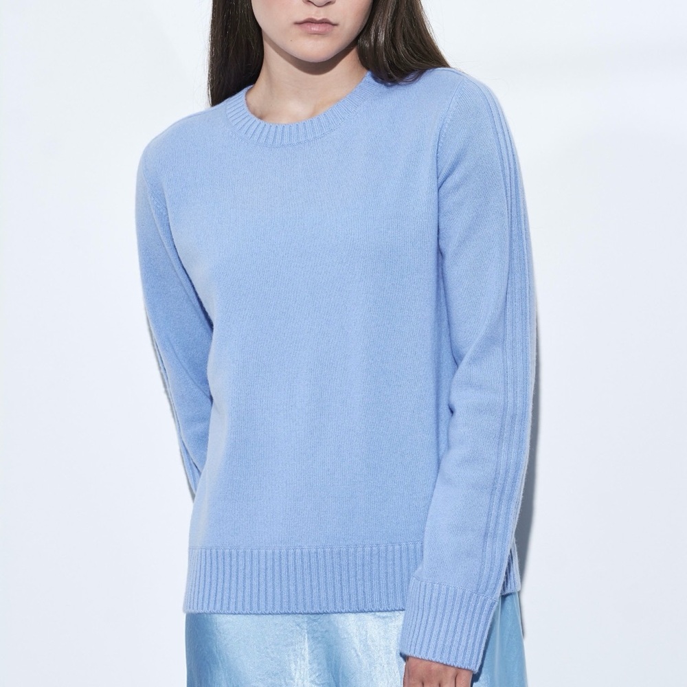VINCE Ribbed Cashmere Crew Sweater Pale Blue Size Large